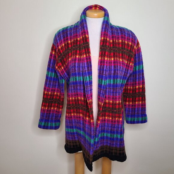 Susan Bristol  Wool Blend Open Front Multicoloured Cardigan - Picture 2 of 7